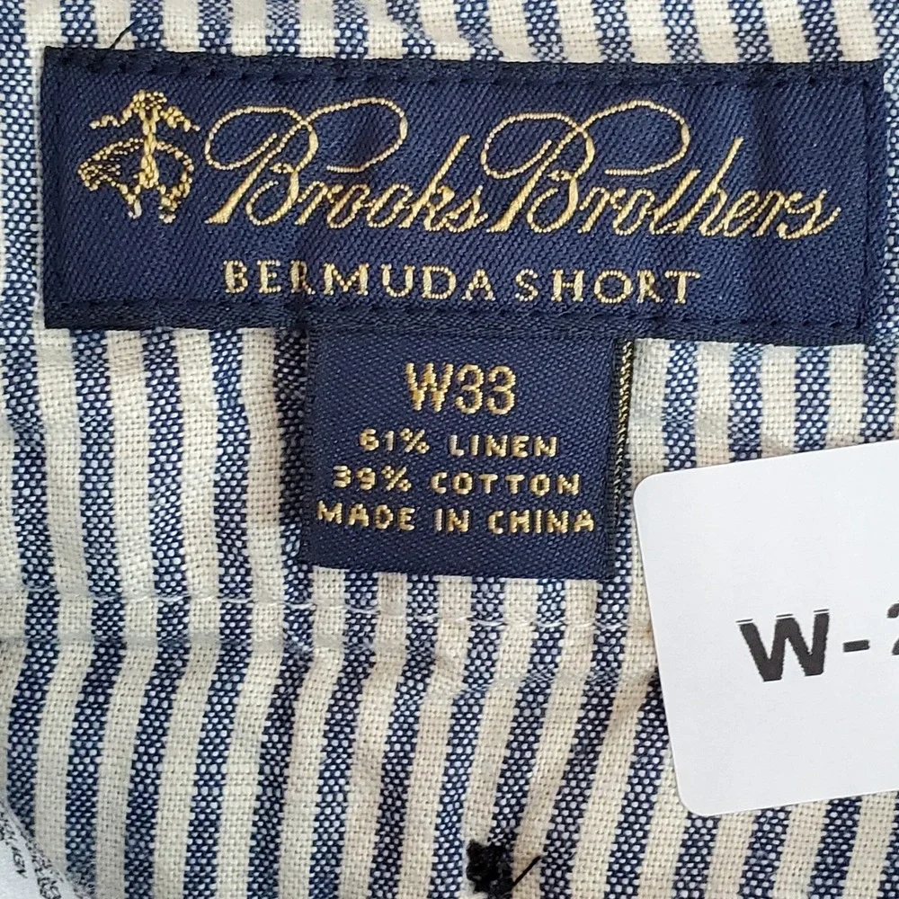 Brooks Brothers Men Shorts W38 Multicolor Cotton Linen Plaid Bermuda